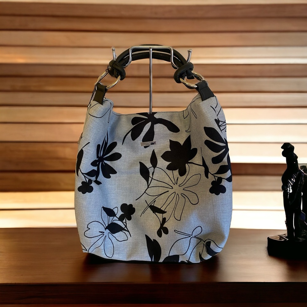 Italian Artisan Blue & Black Floral Handbag by Teresa Cambi